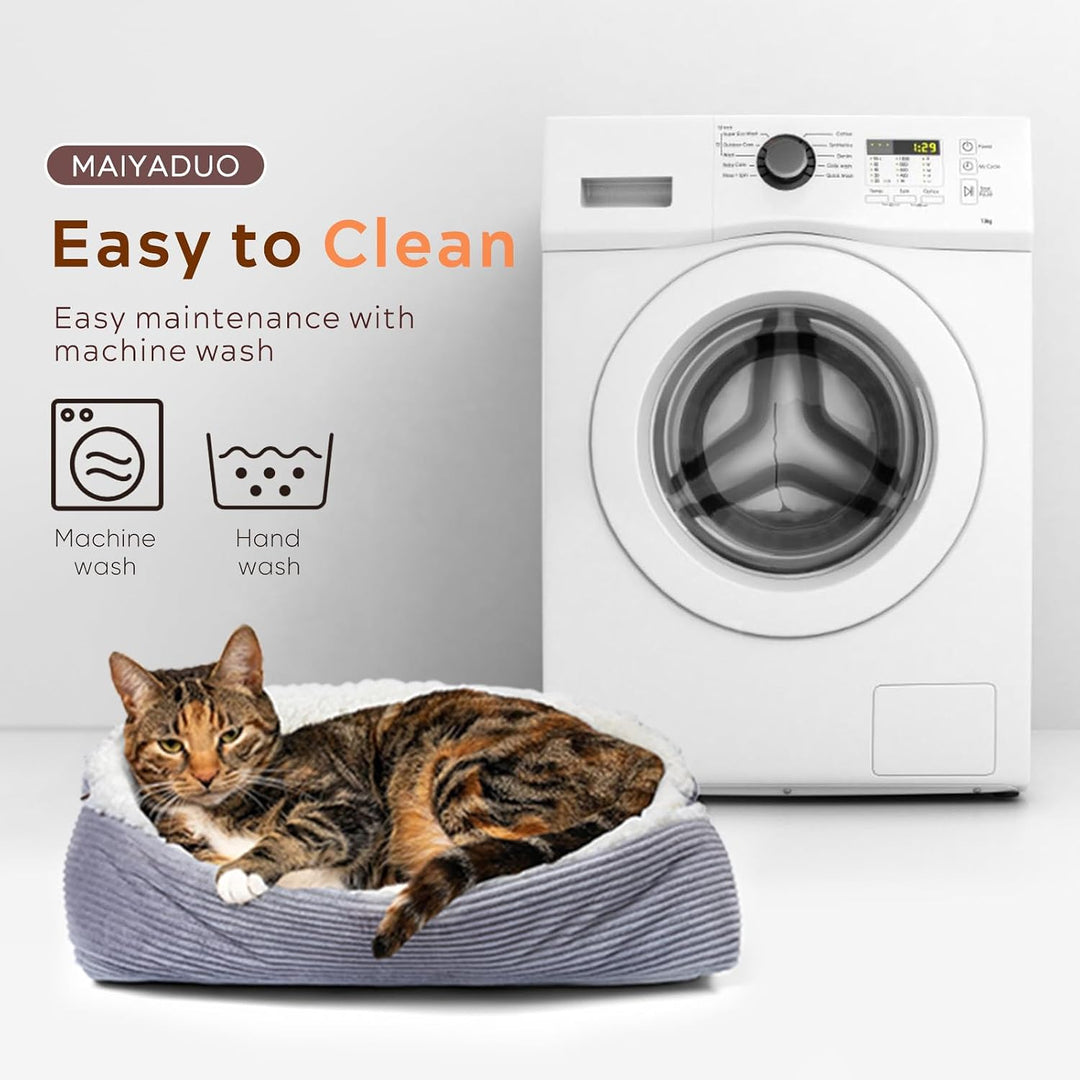Weiches Katzenbett Waschbar 42x38 cm Plüsch Haustierbett für Kleine Hunde und Katzen - 2 in 1 Katzen