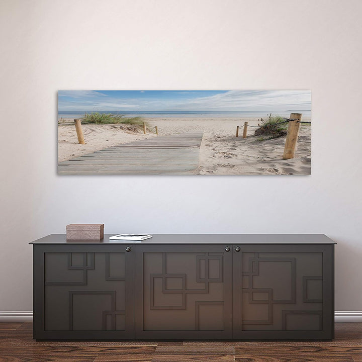 Feeby Bilder Strand Sand Wasser 90x30 cm Wohnzimmer Schlafzimmer Büro Flur Küche Wandbilder Modern B