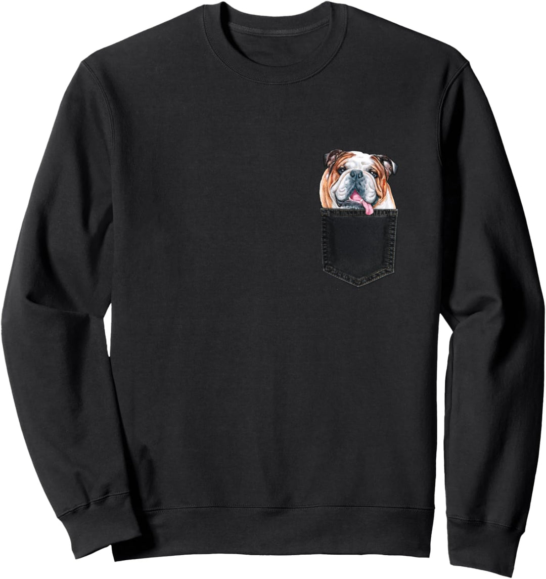 BULLDOGGE Hund in Brusttasche Dog In A Pocket Geschenk Sweatshirt
