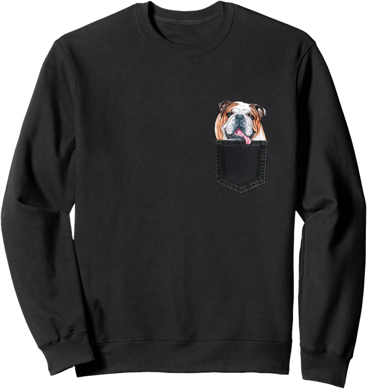 BULLDOGGE Hund in Brusttasche Dog In A Pocket Geschenk Sweatshirt