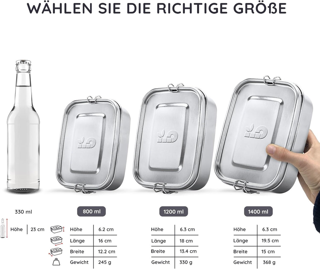 Bambaw Edelstahl Brotdose Schule 800ml | Bentobox Lunchbox Kinder & Erwachsene | Bento Box Japanisch