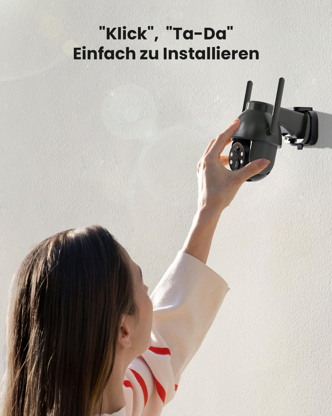 ieGeek 2K 3MP Überwachungskamera Aussen Solar, 360° PTZ Überwachungskamera Aussen Akku, 2.4GHz Kabel