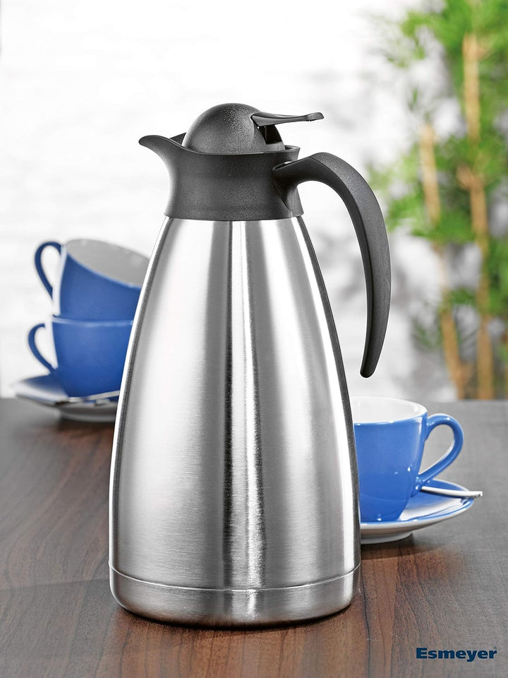 Esmeyer Isolierkanne Thermoart 1,5 Liter, Edelstahl, Silber/schwarz 1500 ml, 1500 ml