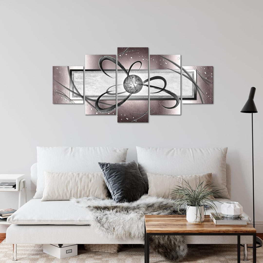 Runa Art Wandbilder Abstrakt 5 Teilig Bild auf Vlies Leinwand Deko Wohnzimmer Schlafzimmer Perlen Gr