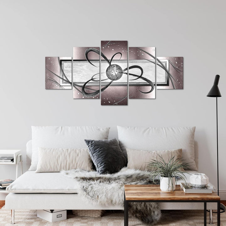 Runa Art Wandbilder Abstrakt 5 Teilig Bild auf Vlies Leinwand Deko Wohnzimmer Schlafzimmer Perlen Gr