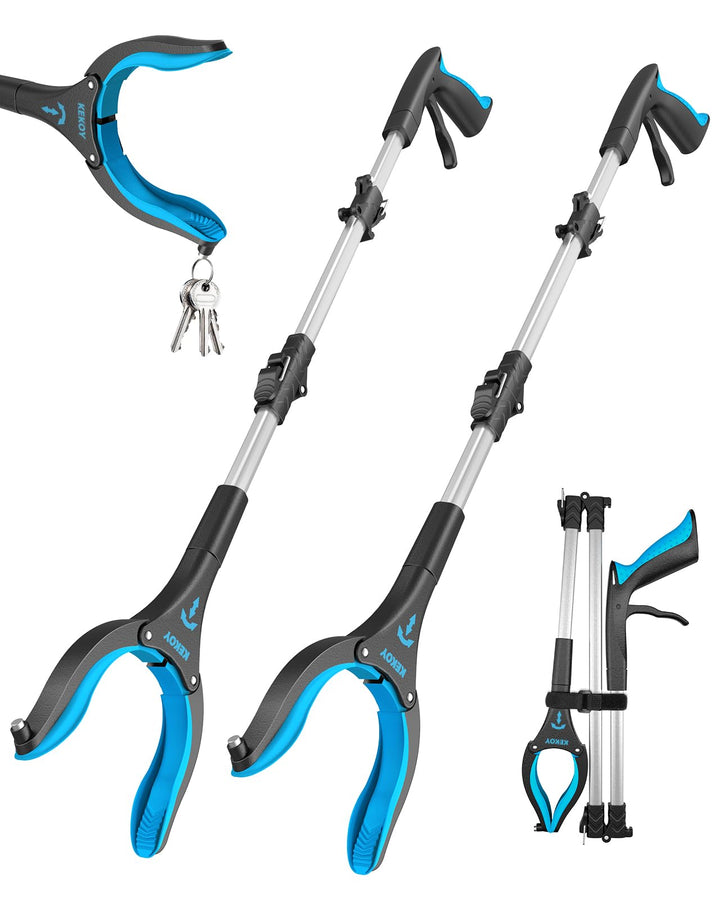 Kekoy Greifzange für Senioren 111cm Aluminium Müllzange, Faltbare Greifer für Senioren, Drehbar Müll