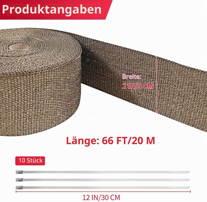 20m×5cm Hitzeschutzband Auspuff, Titan Basalt separated by tropical zone, 20m×5cm