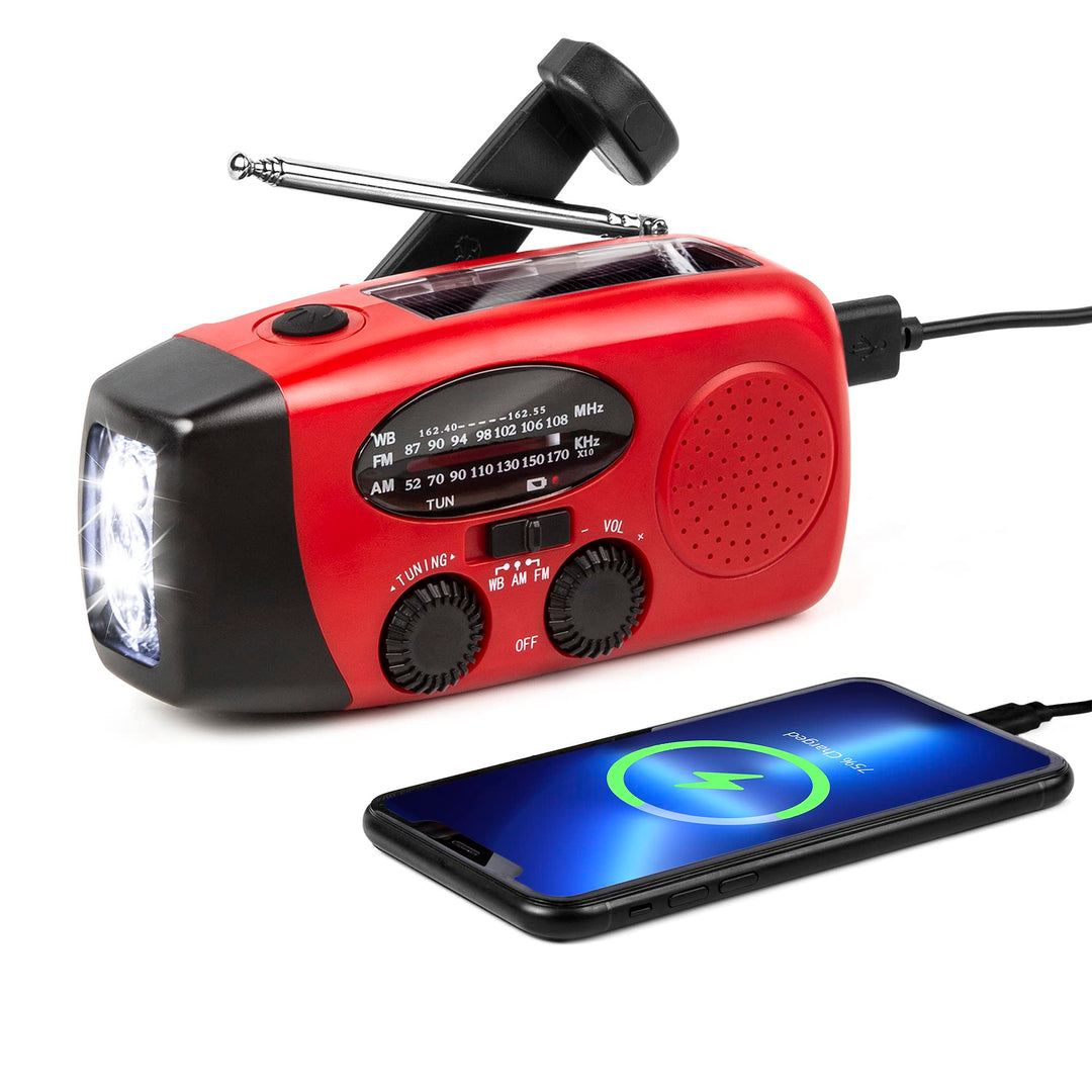 Solar-Energie-Notfall-Radio, NOAA Haus und Camping Notfall-Wetter-Radio mit AM/FM, Dynamo-Taschenlam