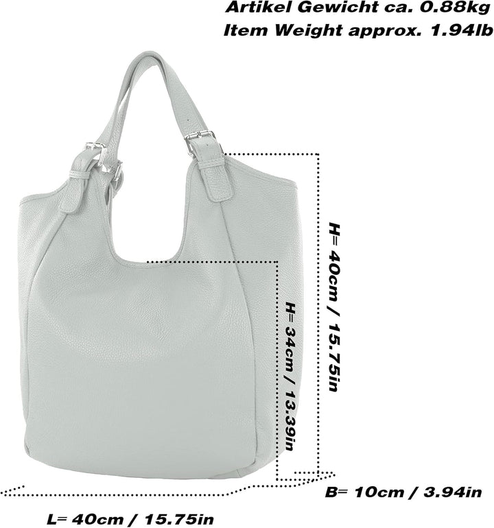 modamoda de - T227 - Ital. Shopper Schultertasche Large aus Leder Altrosa, Altrosa