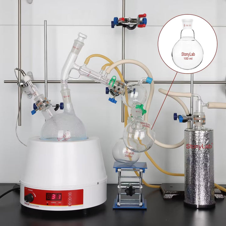 StonyLab 500ml Borosilikat Glas Einhalsrundkolben, Glas Einhals Rundkolben RBF mit 19/22 Standard Ta