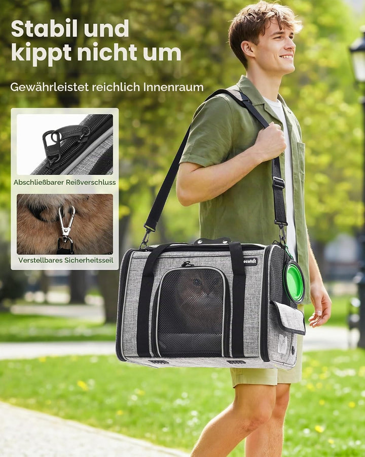Pecute Transportbox Katze,Katzen Transportboxen mit Haustiernest, Faltbare Katzentasche Transporttas