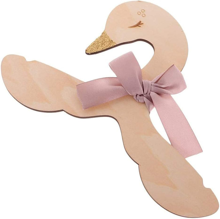 5 Stück Kinder Kleiderbügel - Holz Schwan Form Holz Haken Kleiderbügel mit Bowknot für Baby Kinder E