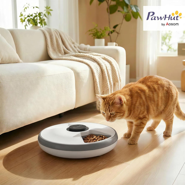 PawHut Futterautomat, automatischer kabelloser Futterspender mit programmierbarer Timer bis zu 6 Mah