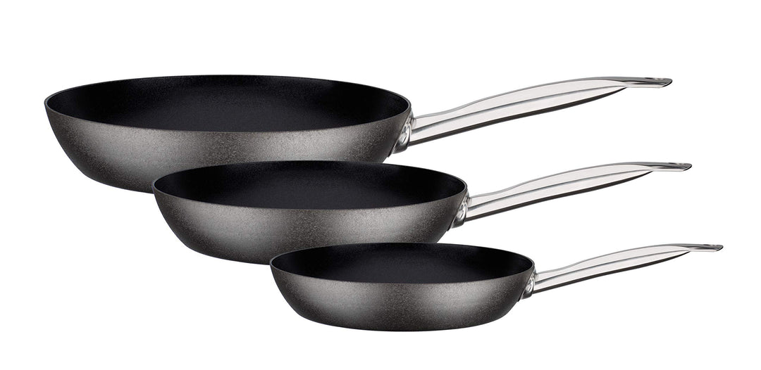 GSW 166652 Pfannen-Set Avanti 3-tlg, Karbonstahl, Edelstahl rostfrei, schwarz