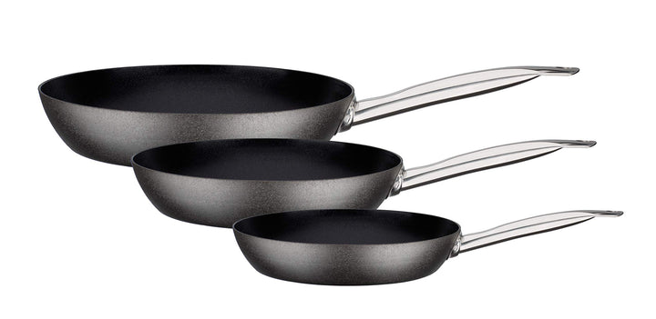 GSW 166652 Pfannen-Set Avanti 3-tlg, Karbonstahl, Edelstahl rostfrei, schwarz