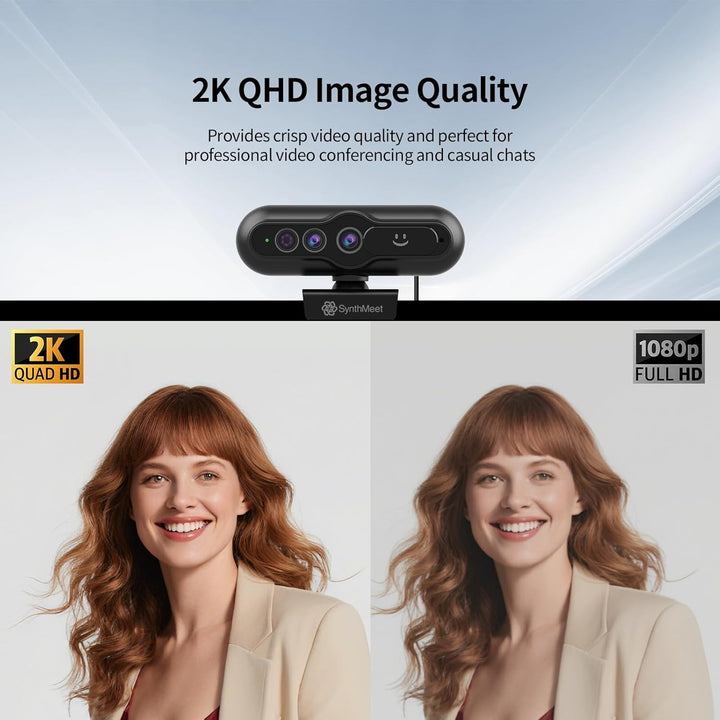 2K Windows Hello Webcam mit Mikrofon, 5MP Webcam USB Plug and Play, Geräuschreduzierendes Mikrofon,