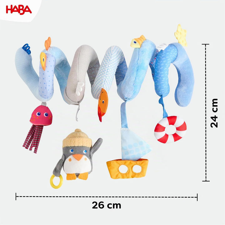 HABA Mobile-Spirale Pinguin – abnehmbare Tier-Figur, Glöckchen und Spiegelfolie, für Kinderwagen und