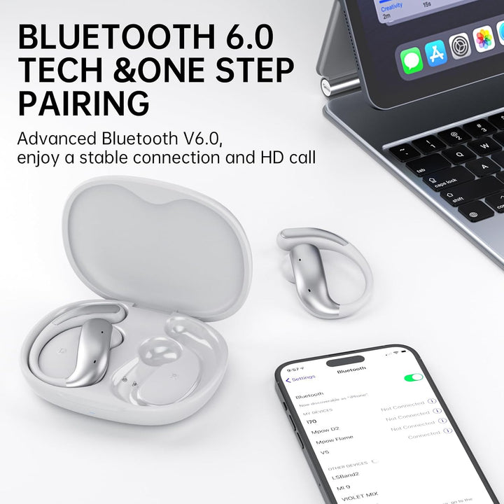 i70 Open-Ear-Ohrhörer Bluetooth 6.0 Kabellose Ohrhörer mit Ohrbügeln, Leichte &amp; Bequeme Sport-Open-E
