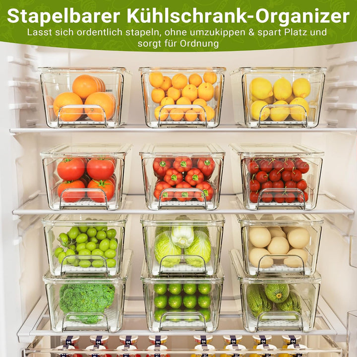 Imncya 4er-Set Kühlschrank-Organizer Schubladen Boxen, Klare stapelbare Ausziehkühlschrank-Schublade