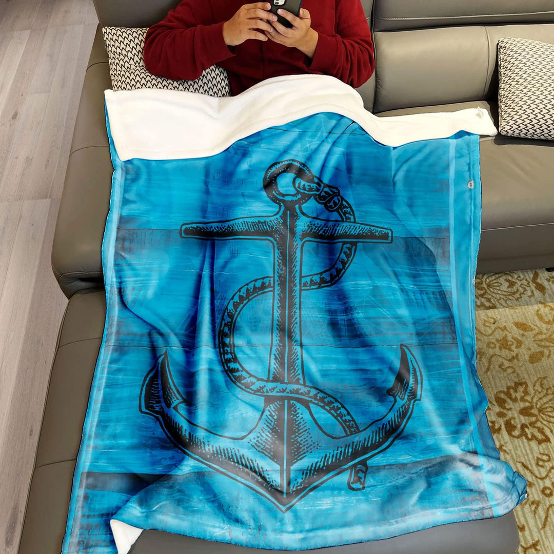 Zomer Kuscheldecke Anker Blau Flauschige Decke Mikrofaser Fleecedecke Weiche & Warme Sofadecke/Couch