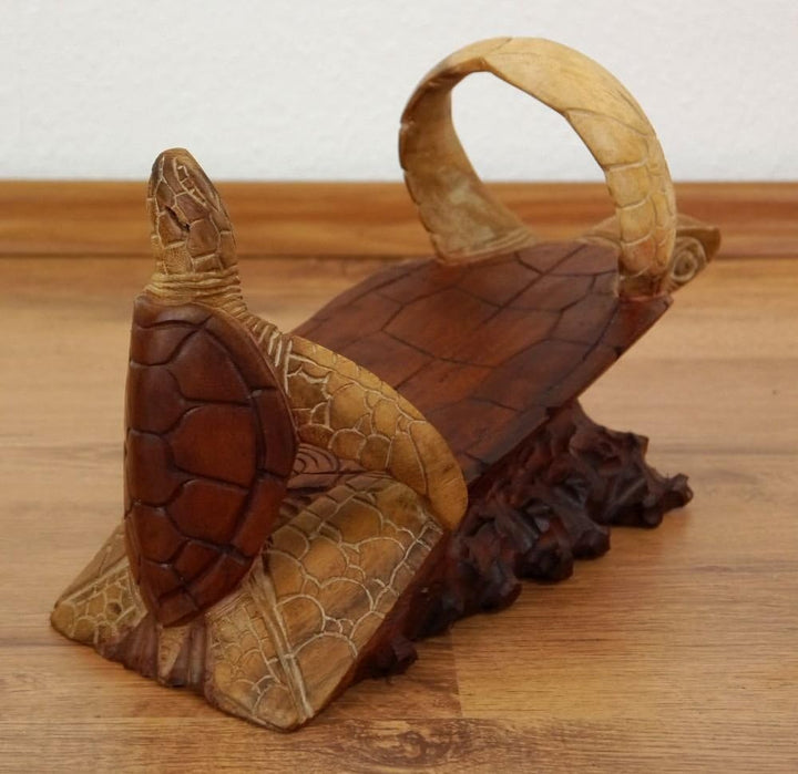 livasia Weinflaschenhalter Bali, Schildkröte liegend, Flaschenhalter, Flaschenständer (Handarbeit)