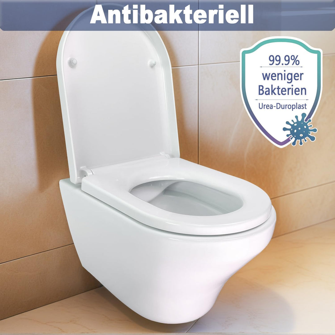 WC-Sitz mit Absenkautomatik & Quick-Release Weiss D form antibakterieller toilettendeckel aus Urea-D