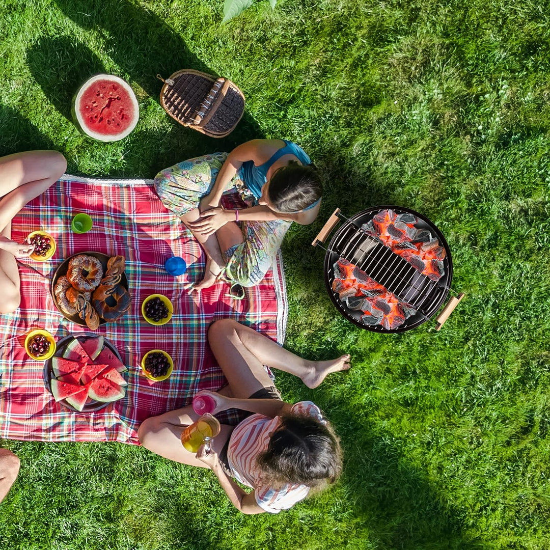 Relaxdays Kohlekorb 2er Set, HxBxT: 7 x 33 x 11,5 cm, direktes und indirektes Grillen, Stahl, Holzko