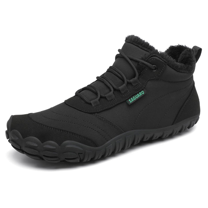 SAGUARO Winter Barfussschuhe Warm Gefüttert Winterschuhe für Damen Herren,EU Gr.36-48, Schwarz
