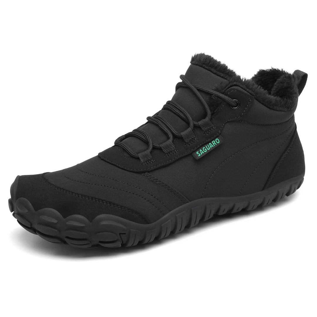 SAGUARO Winter Barfussschuhe Warm Gefüttert Winterschuhe für Damen Herren,EU Gr.36-48, 37 EU Schwarz