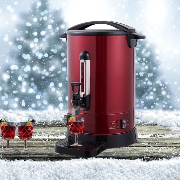 Arebos Glühweinkocher 950 W | Heissgetränkespender | 6,8 L | mit Auffangschale, Auslasshahn, Thermos