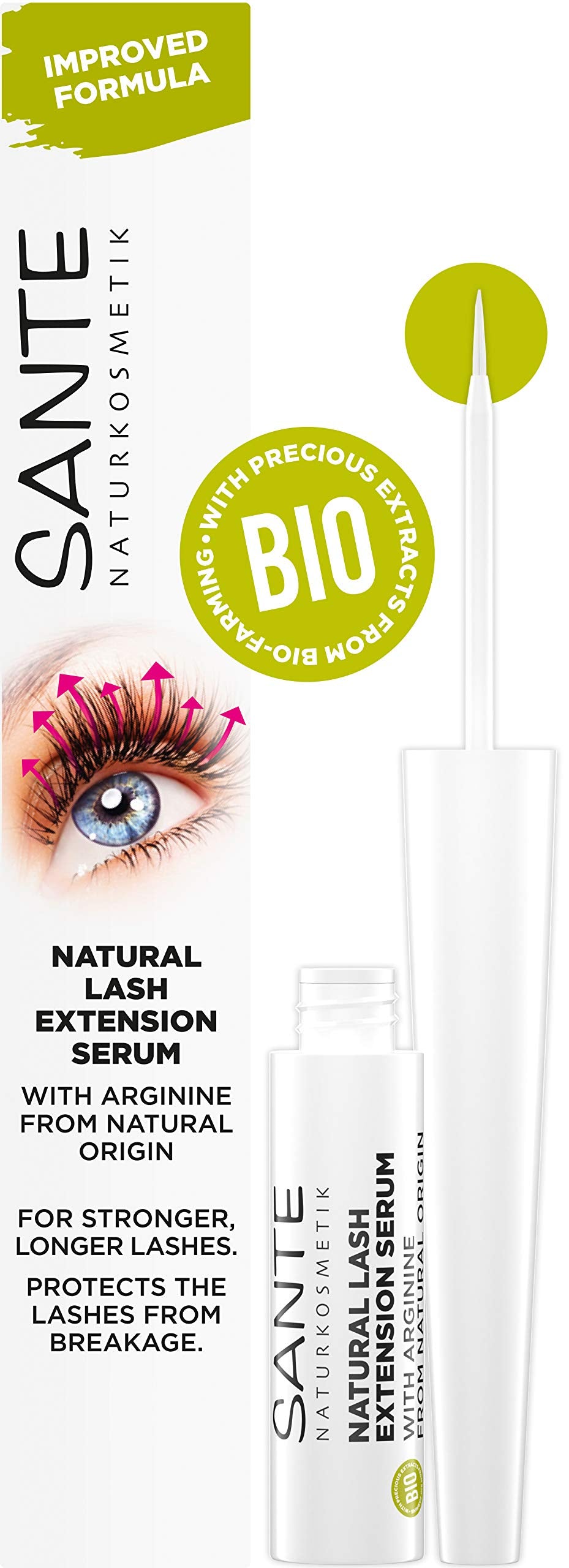 Natürliches Bio Wimpernserum von SANTE Naturkosmetik, Natural Lash Extension Serum, Wimpernbooster f