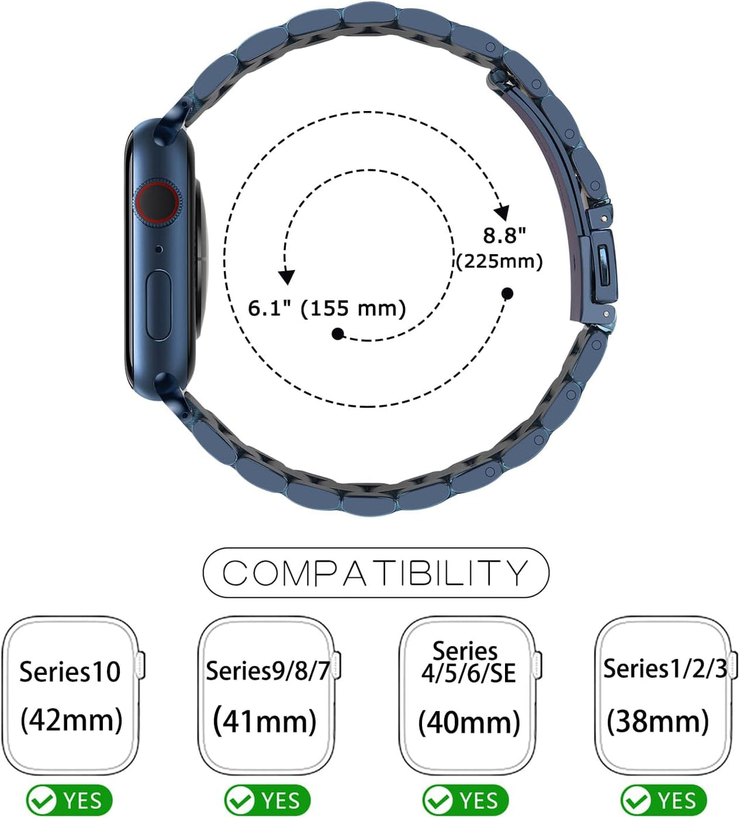 Tasikar Armband Kompatibel mit Apple Watch Armband 41mm 40mm 38mm Prämie Edelstahl Metall Ersatz Arm