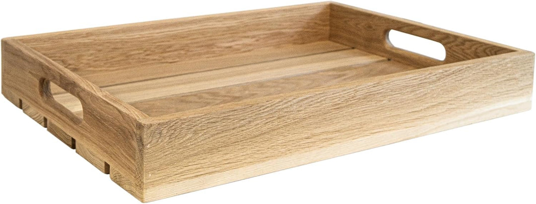 Eichentablett aus Massivholz – Serviertablett aus Eiche mit hohem Rand – Wahlweise 55 x 40 x 8 cm od