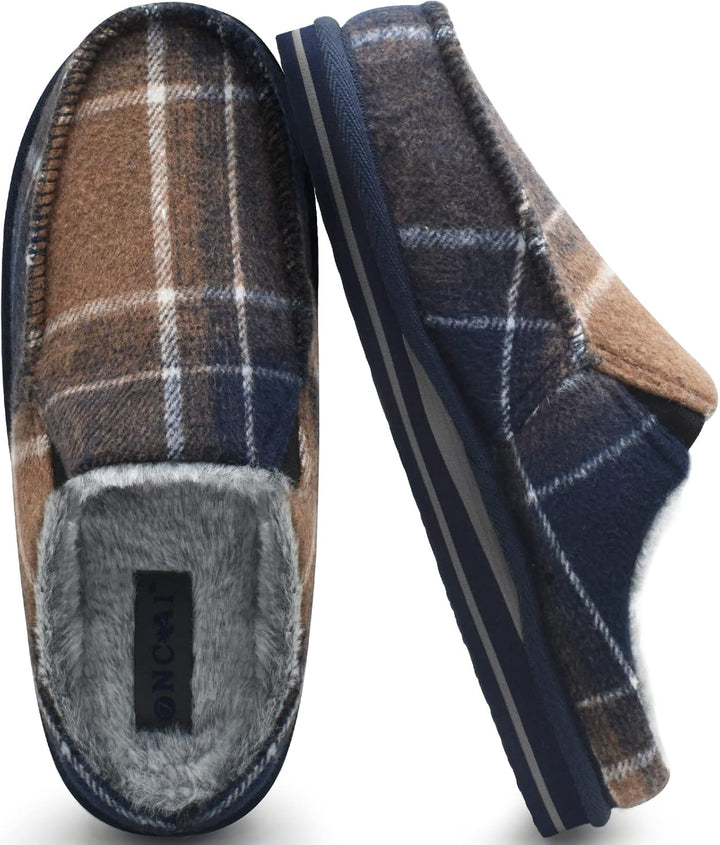 ONCAI Hausschuhe Herren Komfort Pantoffeln Plüsch Streifen Hüttenschuhe Wärme Cord Flauschig Slipper