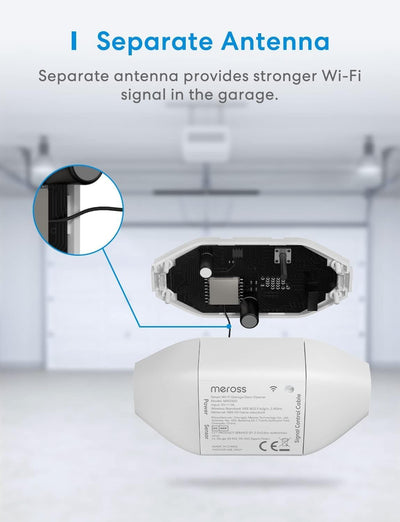 meross Smart WLAN Garagentoröffner, APP-Steuerung, Kompatibel mit Alexa, Google Assistant und SmartT