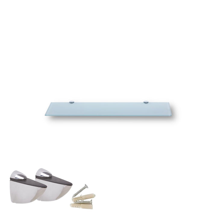 Euro Tische HOOZ Glasregal aus Sicherheitsglas 40 x 18 x 0,6 cm mit Halterung weiss 40 cm Weiss, 40