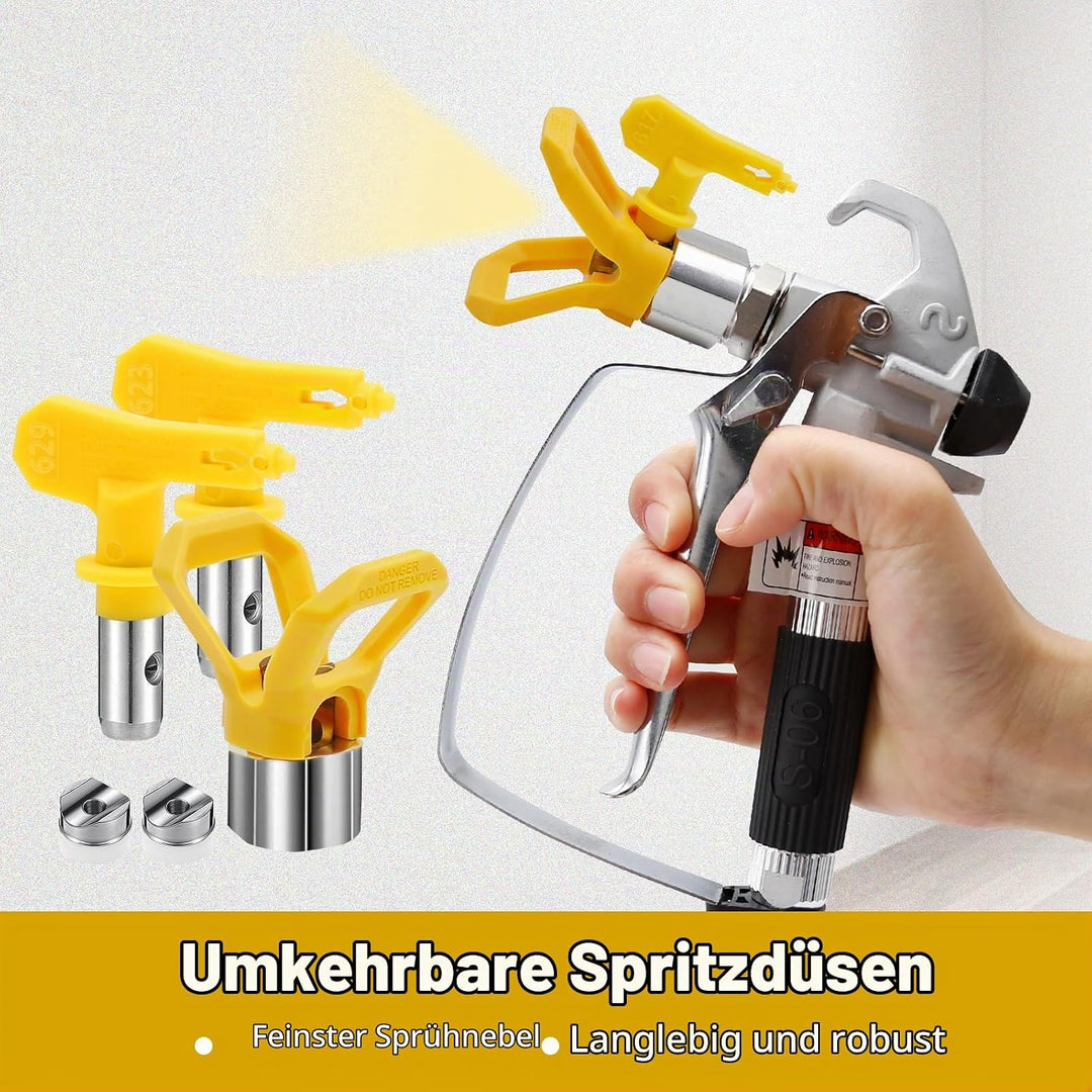 6 Stück Airless Düse mit Spitzendichtung, für Airless Farbsprühsysteme (Typ 617,621,623,625,627,629)