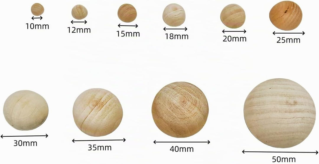 30 Stück halbe Holzperlen 50mm Naturbelassene unbehandelte Holzhalbkugeln Runde gespaltene Holzkugel