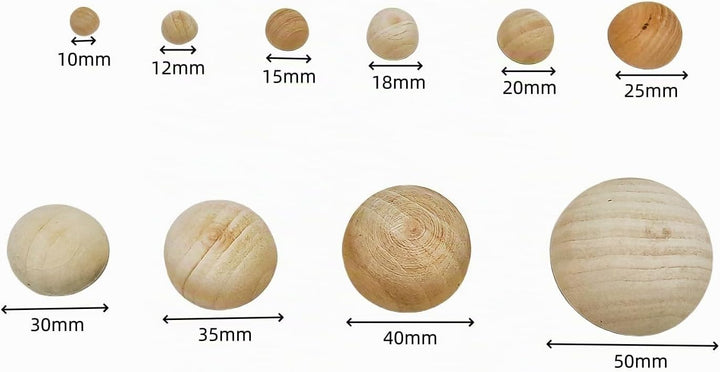 30 Stück halbe Holzperlen 50mm Naturbelassene unbehandelte Holzhalbkugeln Runde gespaltene Holzkugel