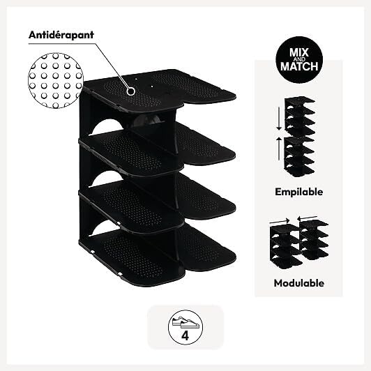 5five - schuhschrank plastik accs schwarz 4p