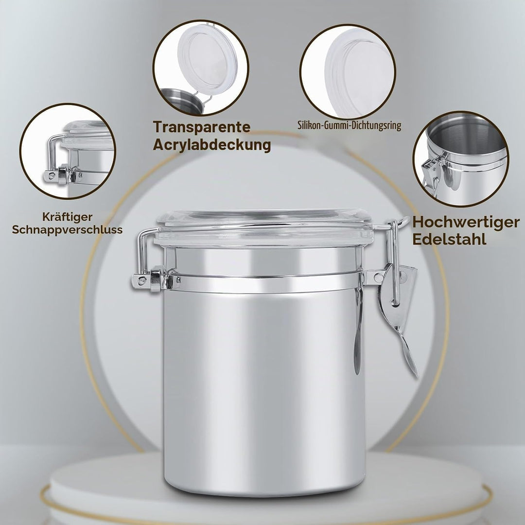 700ml Kaffeedose Edelstahl, Luftdichte Kaffeebehälter Mit Messlöffel, Kaffeedosen Set Mit Kalenderra
