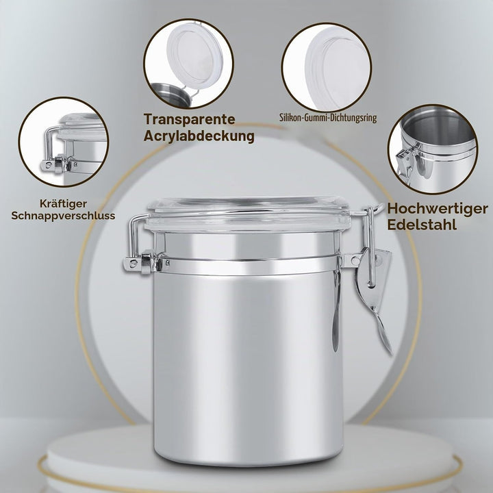 700ml Kaffeedose Edelstahl, Luftdichte Kaffeebehälter Mit Messlöffel, Kaffeedosen Set Mit Kalenderra