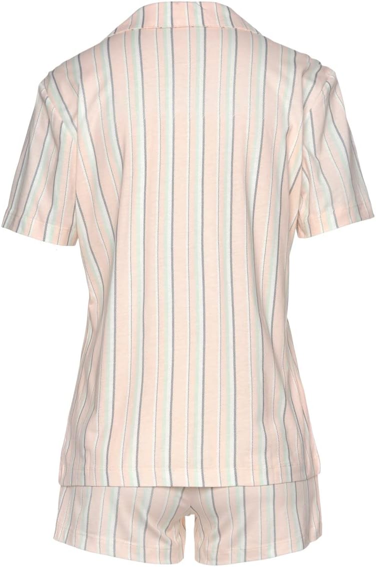 s.Oliver Damen Pyjamaset, Apricot Gestreift