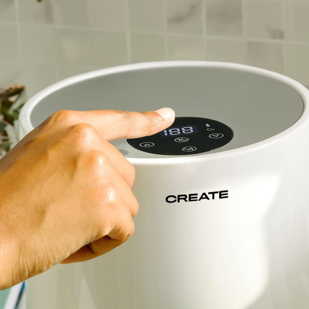 CREATE/FRYER AIR/Heissluftfritteuse 1.5L Weiss/Antihaft-Korb, Temperaturwähler 80–200°, automatische