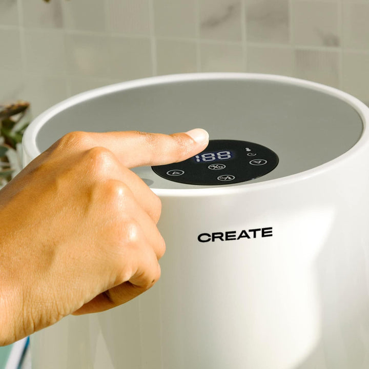 CREATE/FRYER AIR/Heissluftfritteuse 1.5L Weiss/Antihaft-Korb, Temperaturwähler 80–200°, automatische