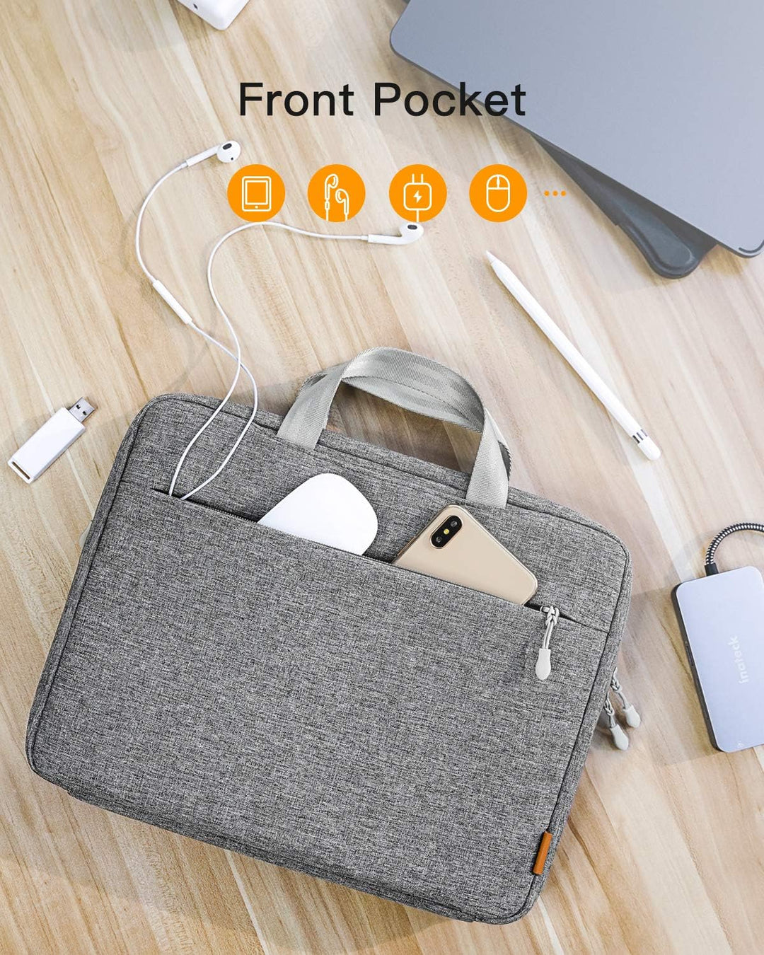 Inateck Laptoptasche Hülle kompatibel mit iPad Pro 12.9 M2 2022 M1 2021, MacBook Pro 13 M2/M1 2022-2