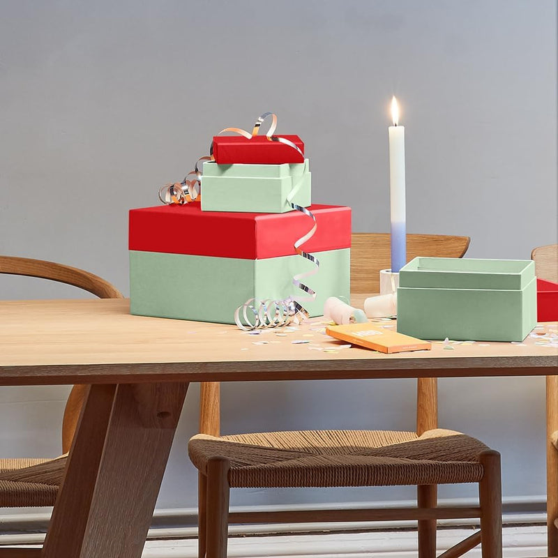 Semikolon 364833 3er Aufbewahrungsboxen Cutting Edge – 3 tlg – drei Grössen – Geschenkboxen rot-grün