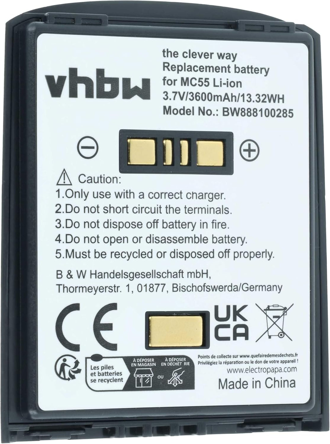 vhbw Akku kompatibel mit Symbol MC659B, MC67 Mobilcomputer PDA Scanner (3600 mAh, 3,7 V, Li-Ion)