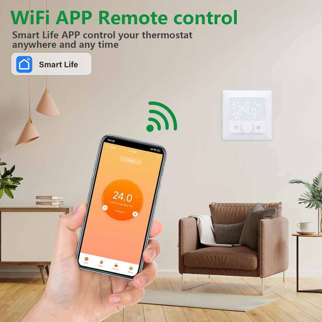 Wengart WLAN-Heizthermostat WG510,Drehen zum Einstellen der Temperatur, Heiz- und Kältemodi einstell