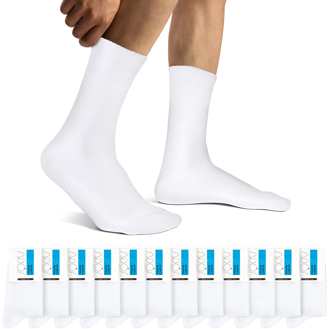 Falechay Herren Socken 12 Paar Sportsocken Classic Schwarz Atmungsaktive Baumwolle 35-38 Weiss*12, 3